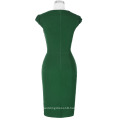 Grace Karin Retro Vintage Cap Sleeve V-Neck Hips-Wrapped Green Bodycon Pencil Dress CL010449-1